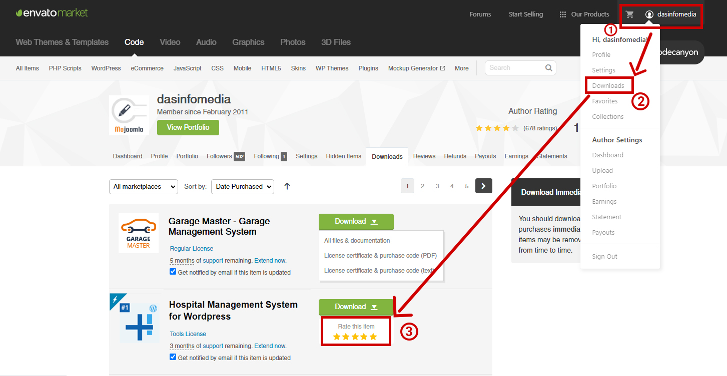 Rate Theme Forest Items