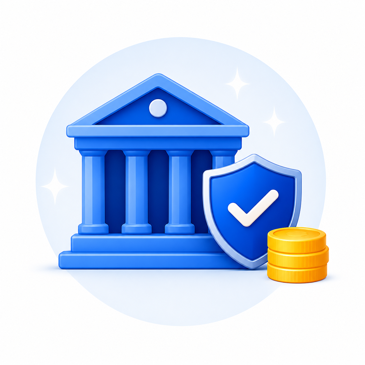 ChatGPT Image Jun 29, 2026, 05_43_24 PM Blue bank building icon with a shield and stacked coins, symbolizing secure banking and financial protection.