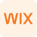 Website Builder-wix Wix logo in orange on a pale peach background